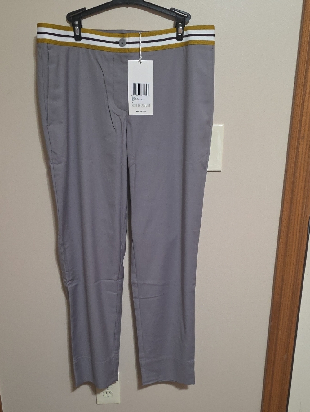 Wildfang Gray Chinos with Striped Waistband